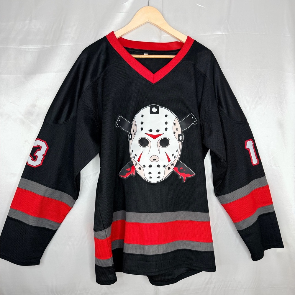Jason Voorhees Hockey Jersey XL Friday the‎ 13th Horror Signed Look